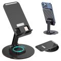 Alloy Mobile Phone Stand Holder 360° Rotatable Mobile Stand for Table Mobile Holder, Adjustable Height & Tilting, Metal base plastic body Phone Stand. 