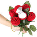 Rose Flower Ring Box Flocking Flowers Box Wedding Ring Box Engagement Ring Box. 