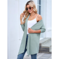Women Solid Color Cardigan Sweater Open Front Long Casual Beach Kimonos Outfits Dark Green M. 