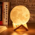 15 cm Moon Lamp With Wooden Base Home Decor Light - Moon Shape Design Table Lamp | Lamp For Home Decoration |. 