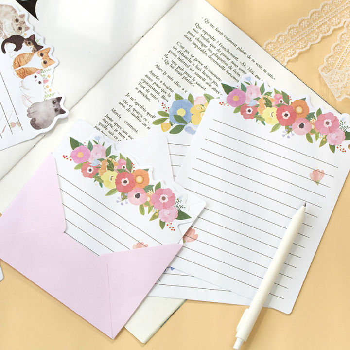 NEW%20%E3%80%90Special%20offer%E3%80%919%20Pcs/Set%203%20Envelopes%20+%206%20Letter%20Papers%20Cat%20Planet%20Flowers%20Writing%20Paper%20Envelope%20Set%20Gift%20Stationery%20-%20Image%204