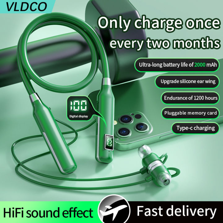 【VLDCO】【1200-hour Long Battery Life】 Wireless Bluetooth Earphone Neck-hanging for Sports Running Call Earbuds with Microphone Bluetooth Headset Pluggable Card