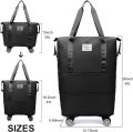 Expandable Foldable Duffle Bag With Wheels And Handle Luggage Bar For Travel. 