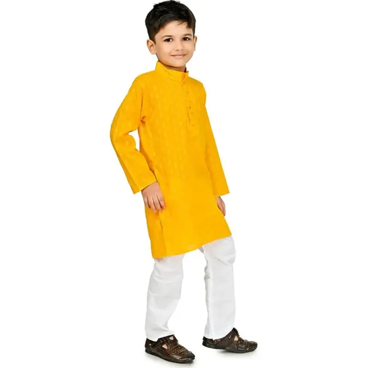 Yellow%20Cotton%20Printed%20Kurta%20Pyjama%20Set%20For%20Kids%20-%20Image%204