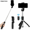 Prime Picks R1 Selfie Stick | Extendable Selfie Stick with Tripod Stand and Detachable Wireless Bluetooth Remote | Tripod. 