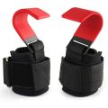 New Weight Lifting Hook Grips with Wrist Wraps Hand-Bar Wrist Strap Gym Fitness Hook Weight Strap Pull-Ups,Red. 