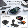 3 in 1 Foldable Wireless Charger Pad Stand for iPhone 16 15 14 13 Pro Max Airpods 4 3 iWatch Fast Wireless Charging Dock Station. 