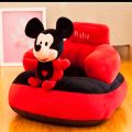 Cute Mickey Mouse Design Baby Sofa Seat Plush Cushion Sofa Cum Bed and Soft Rocking Chair for Kids (Red). 