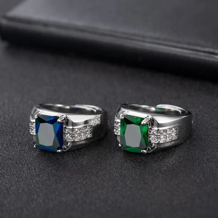 %E3%80%90Mega%20Men's%20Sapphire%20Diamond%20Green%20Tapered%20Crystal%20Trendy%20Men's%20Aggressive%20Adjustable%20Ring%20-%20Image%203