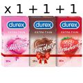 Durex Condoms | 30 Count (3 Mix Flavor Pack) | Bubblegum + Chocolate Strawberry | Extra Thin. 