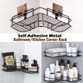 Triangular Adhesive Metal Bathroom Corner Rack Storage Shelves, Stainless Steel Bathroom Corner Shelf Organizer Storage. 