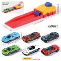 Toys World | Ejection Racing Alloy Racing Toy Car-Training Practical Ability, Kids Alloy Tin Sliding Track Catapult Set Includes 1 Catapult + 4 Metal Cars | Fun, Fast & Interactive Toy for Kids. 