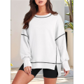 Womens Casual Crewneck Sweatshirts Long Sleeve Oversized Trendy Contrast Stitching Fall Pullover Tops. 