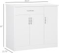 KAMAKHYA DECOR Modern design cabinet with three door and one drawer in white. 