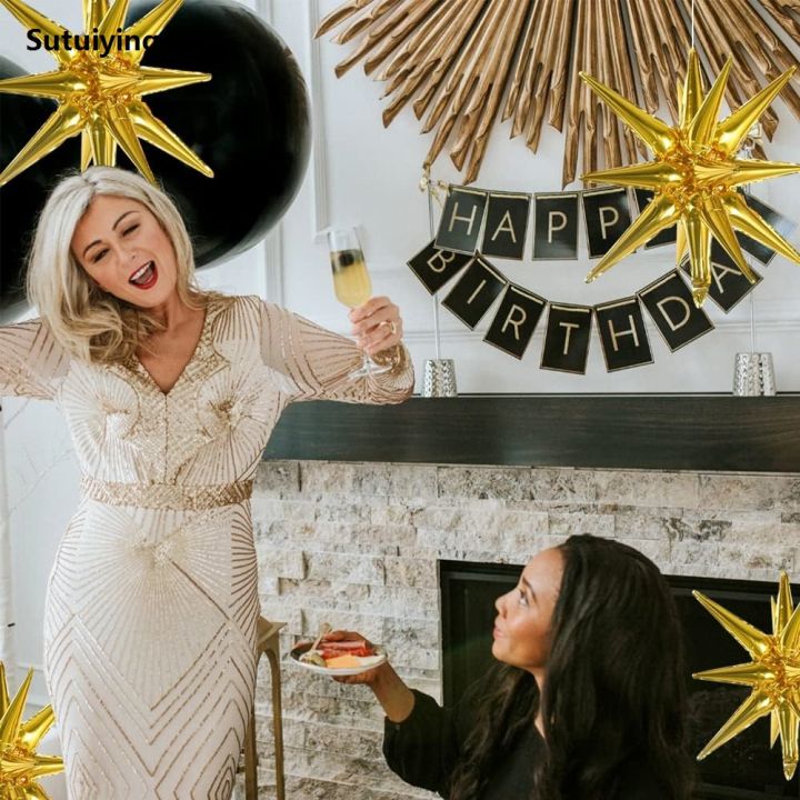 Sutuiying%205pcs%2022%20inches%20Golden%204D%20star%20burst%20Luxury%20cone%20film%20balloon%20decoration%20set%20-%20Image%205
