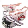 MINISO Hello Kitty Kuromi Cartoons Anime Cute Nylon Girls Fanny Pack Shoulder Messenger Fanny Bag Travel Kids Storage Bag Gifts. 