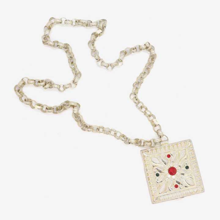 Silver Plated Square Jantar Mala For Women