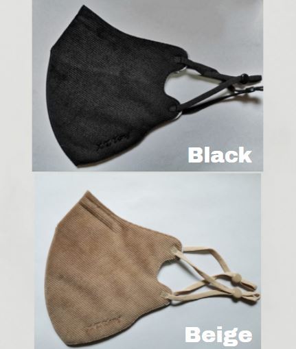 Combo Of 2 High Mouth Coverage Adjustable Earloop Design Durable Cottrize Fabric Black And Beige 3 Layered Mask