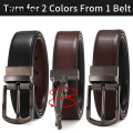 Wenefang Men Genuine Leather Belt 100cm 110cm 120cm 130cm 140cm 150cm 160cmReversible Buckle Brown and Black Business Dress Belts for Men. 