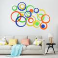 5PCS/Set DIY Wall Art TV Background 3D Circles Wall Stickers Mural Round Decals. 
