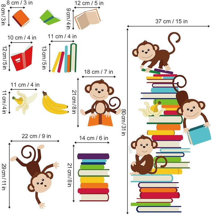 Monkey%20Wall%20Decals%20Animals%20Kids%20Learning%20Wall%20Stickers%20Baby%20Nursery%20Bedroom%20Living%20Room%20Wall%20Decor%20-%20Image%205