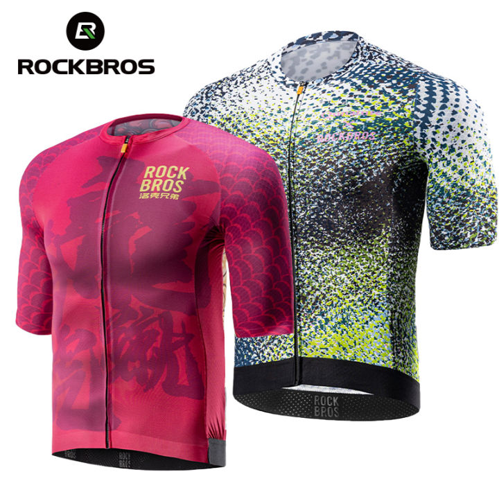 HOT ROCKBROS Summer Cycling Jersey Breathable High Elastic Short Sleeves Jersey Shirt Male Cycling Jersey Set Men Cycling Clothing