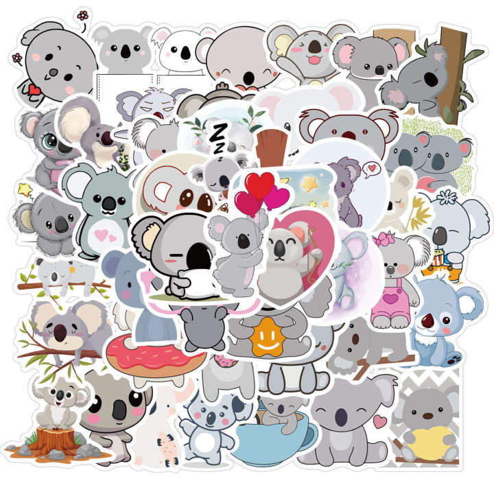 50 Non-Repeating Cute Koala Graffiti Personalized Decoration for Suitcases Skateboards Waterproof PVC Removable Stickers