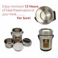 Stainless Steel Thermal Vacuum Lunch Box – 1.6 Litre Capacity With 12-Hour Heat Retention For Fresh And Warm Meals. 