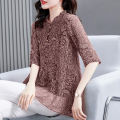 Floral Chiffon Shirt Female Short-sleeved Top Fashion Korean Style Elegant Lady Noble Shirt Blouse. 
