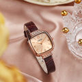Fashion Square Rhinestone Leather Quartz Watch Light Luxury Waterproof Ladies Wristwatch Girlfriend Gift Women Accessory. 
