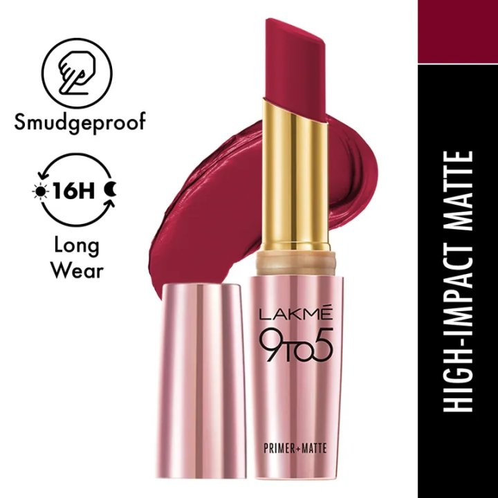 Lakme 9 To 5 Primer+Matte MP6 Deep Wine Lipsticks - (3.6gm)