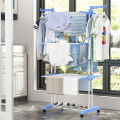 4-Tier Foldable Clothes Drying Rack | Space-Saving Metal Laundry Stand with Side Wings & Wheels | Cloth Hanger. 
