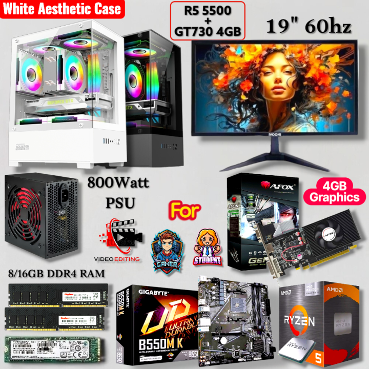 Transparent%20Gaming%20PC%20Ryzen%205%205600GT%20or%20(Ryzen%205%205500%20+%20Nvidia%20GT730%204GB%20Graphics),%20800Watt%20PSU%20Pairs%2019"%20Monitor,%20%208/16GB%20DDR4%20RAM,%20512/256GB%20Nvme%20M.2%20SSD%20Gaming%20CPU%20-%20Image%202