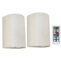 Rechargeable Wall Sconce Magnetic Wireless Lamp Set Kit RGB Colors Dimmable with Fabric Linen Shade and Remote, Lighting 2Pcs. 