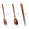 NAMUNY Wooden Portable Set Spoon fork Chopsticks Tableware Dinnerware with Wooden Salad Bowl for Salad, Noodle, Fruits. 