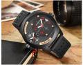 CURREN  8252 Dual Time Analog Quartz Watch For Men- Red/Black. 