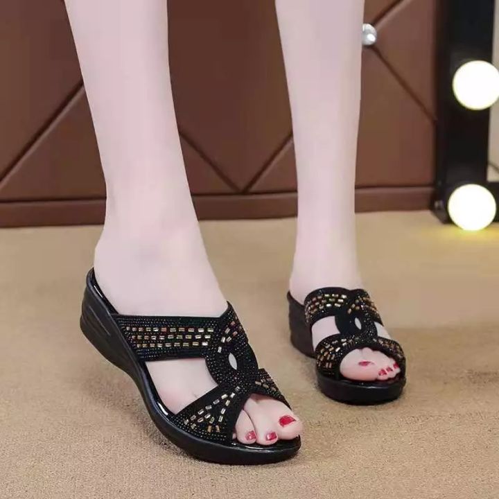 With Rhinestone Breathable Summer Casual Slope With Womens Sandal Thick Soled - Fashion | Women's Footwear |