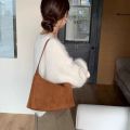 Cute Handbag Suede Shoulder Bag Solid Color Large Capacity Hobo Bag Fashion Ladies Crossbody Bag Autumn and Winter. 
