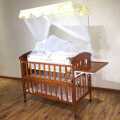 Baby Wooden Cot Bed Crib With Mattress And Mosquito Net & 4 Lockable Wheels. 