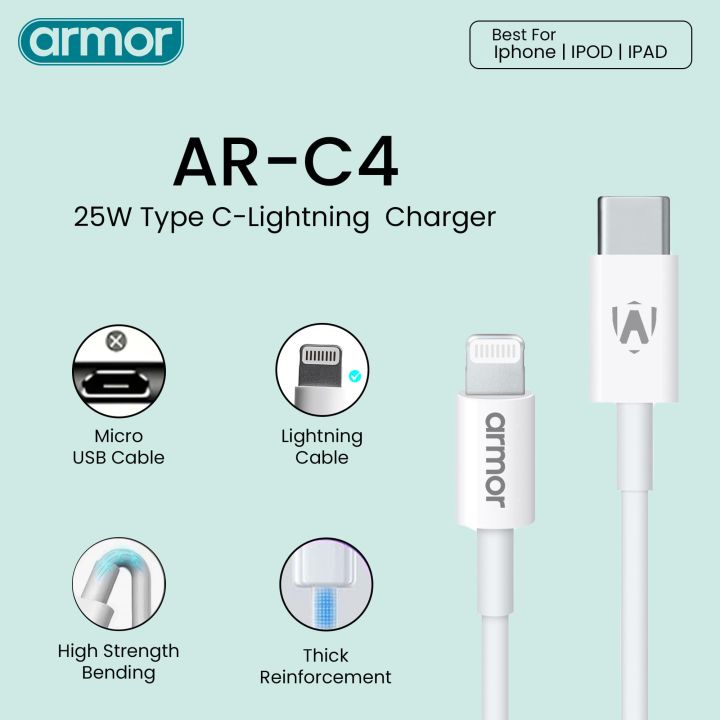 ARMOR%20AR-C4%20%7C%20Type-C%20to%20Lightning%20Fast%20Charging%20Cable%20-%2025W%20Power%20Delivery%20%7C%20Compatible%20with%2014,%2013,%2012,%2011%20Series%20&%20More%20-%20Image%203
