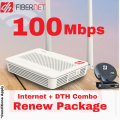 DishHome Fibernet 100 Mbps Internet+DTH Combo WiFi Renew Package. 