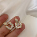 Retro Geometric Square Flash Diamond Stud Earrings for Girl Party Accessories. 