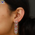 Jewels of Nepal American Diamond Studded Choker Necklace & Earrings Set for Women. 