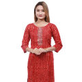 Red Chunari Print Kurti For Women. 