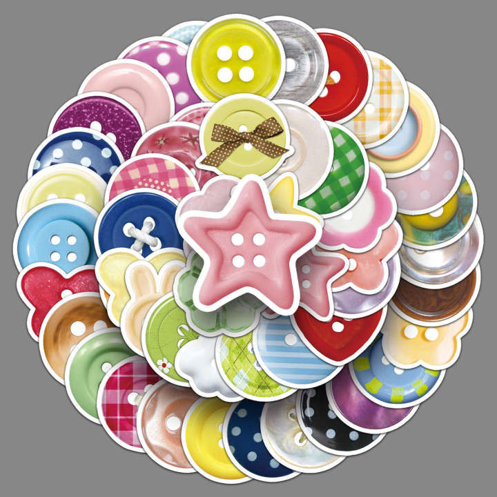 50 Colorful Button Creative Personalized Fresh Decoration for Phones, Notebooks, and Laptops Goo Card Stickers