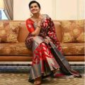 Woven Banarasi Silk Blend Saree (Red). 