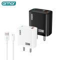 Armor AR-302 33W Super Fast Charger | Qualcomm Quick Charge 3.0 | USB Port | Adaptive Fast Charging | Fat Round Pin. 