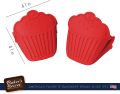 Baker's Secret - Cute Silicone Oven Mitts Pot Holder Set of 2, Extra Grip, Cupcake Muffin Design Oven Mitt, Kitchen Accessories. 