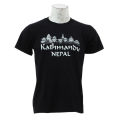 Black  Cotton Round Neck Kathmandu Nepal Printed T-Shirt For Men. 