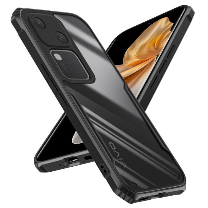 Vantime for  vivo V30 5G Case Air Cushion Hard Crystal Clear Back Shockproof Phone Casing